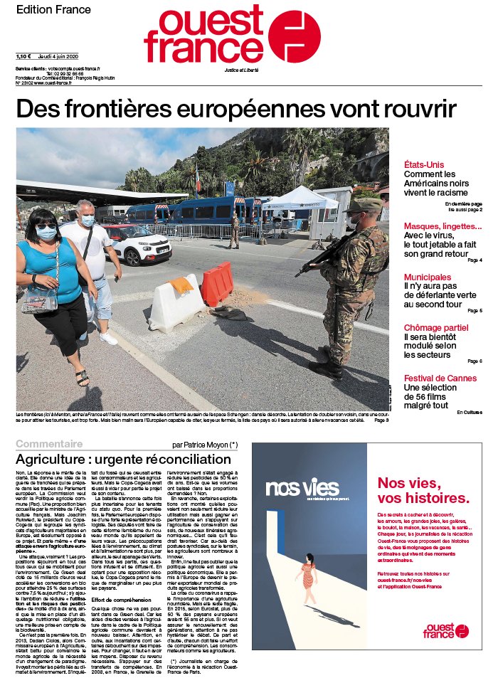 Ouest-France édition France 04 juin 2020 Ouest-France édition France du 04 juin 2020