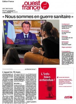Ouest-France édition France N°20200317 du 17 mars 2020 à télécharger sur iPad