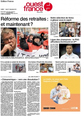 Ouest-France édition France N°20191217 du 17 décembre 2019 à télécharger sur iPad