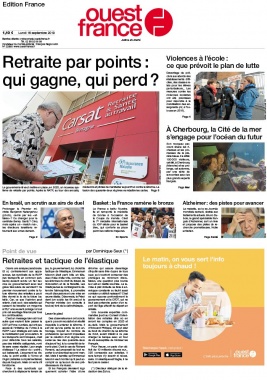 Ouest-France édition France N°20190916 du 16 septembre 2019 à télécharger sur iPad