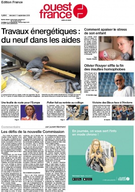 Ouest-France édition France N°20190911 du 11 septembre 2019 à télécharger sur iPad