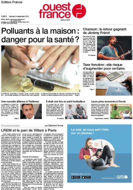 Ouest-France édition France N°20190904 du 04 septembre 2019 à télécharger sur iPad
