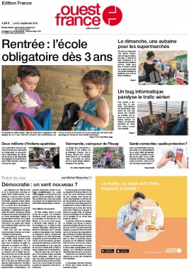Ouest-France édition France N°20190902 du 02 septembre 2019 à télécharger sur iPad