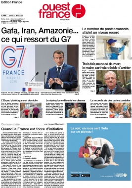 Ouest-France édition France N°20190827 du 27 août 2019 à télécharger sur iPad