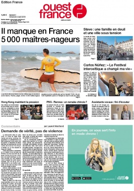 Ouest-France édition France N°20190803 du 03 août 2019 à télécharger sur iPad