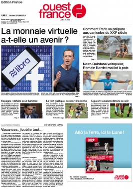 Ouest-France édition France N°20190726 du 26 juillet 2019 à télécharger sur iPad