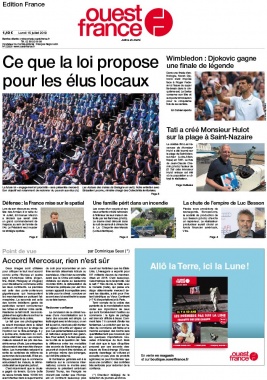 Ouest-France édition France N°20190715 du 15 juillet 2019 à télécharger sur iPad