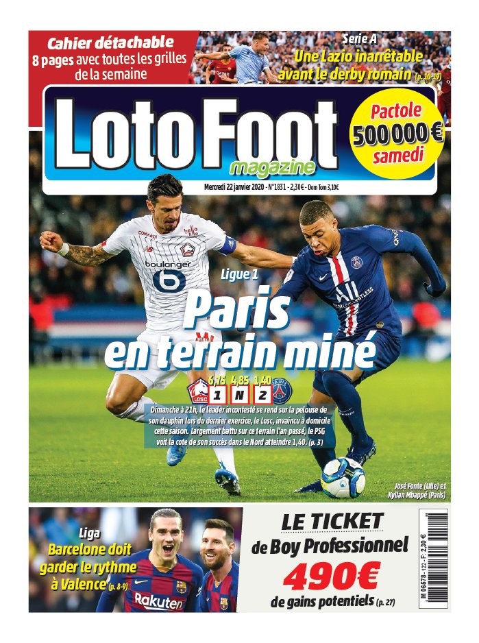 Loto Foot Magazine 22 janvier 2020 Abonnement Loto Foot Mag Pas Cher avec le BOUQUET ePresse.fr
