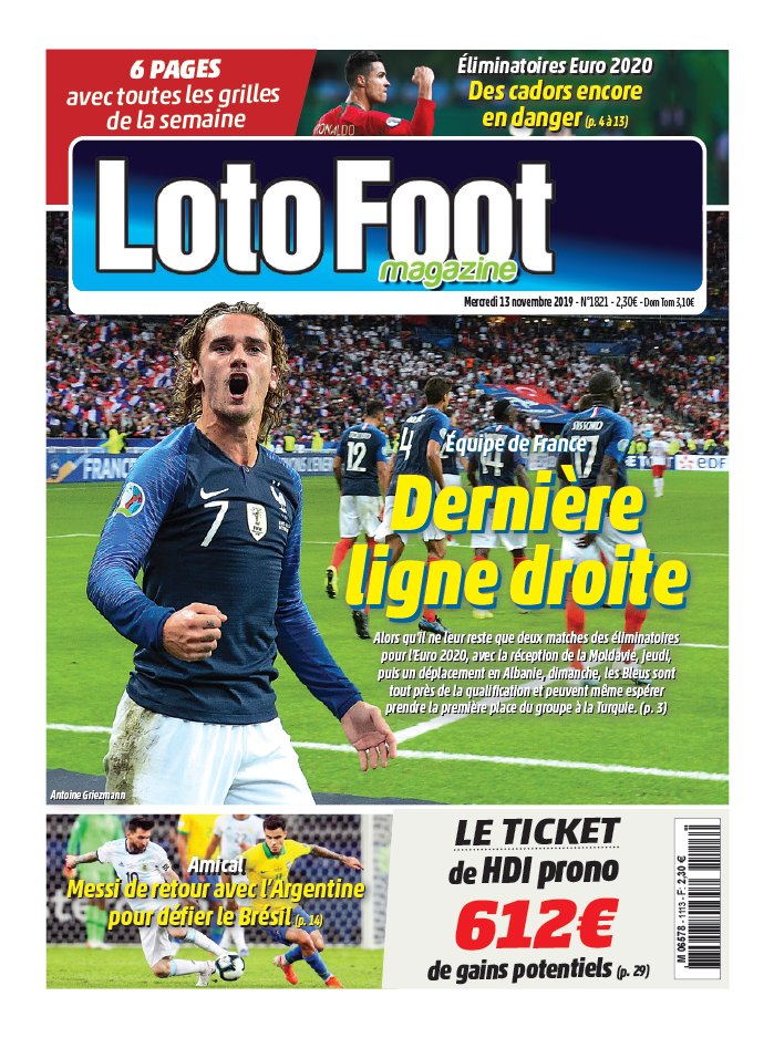 Loto Foot Magazine 13 novembre 2019 Abonnement Loto Foot Mag Pas Cher avec le BOUQUET ePresse.fr