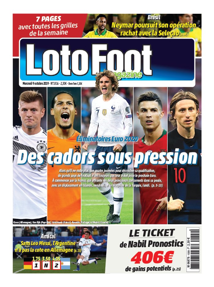 Loto Foot Magazine 09 octobre 2019 Abonnement Loto Foot Mag Pas Cher avec le BOUQUET ePresse.fr