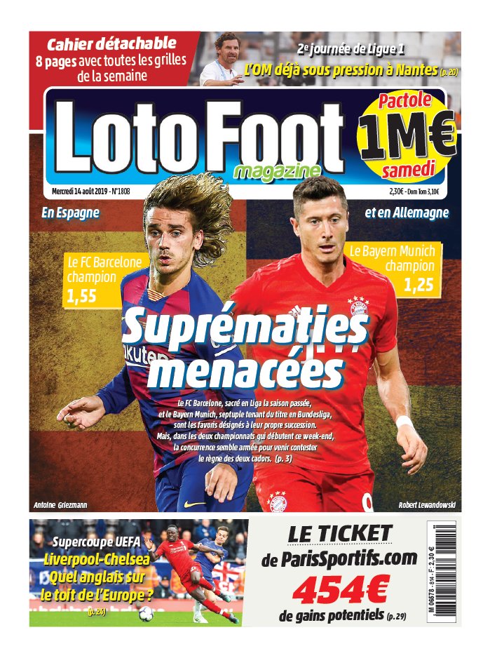 Loto Foot Magazine 14 août 2019 Abonnement Loto Foot Mag Pas Cher avec le BOUQUET ePresse.fr