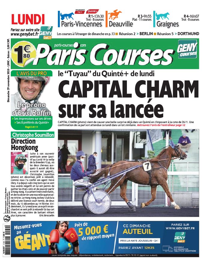 Paris Courses 29 novembre 2020 Abonnement Paris Courses Pas Cher