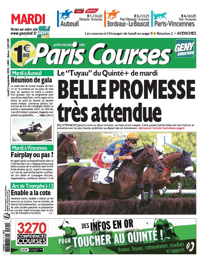 Paris Courses 21 septembre 2020 Abonnement Paris Courses Pas Cher