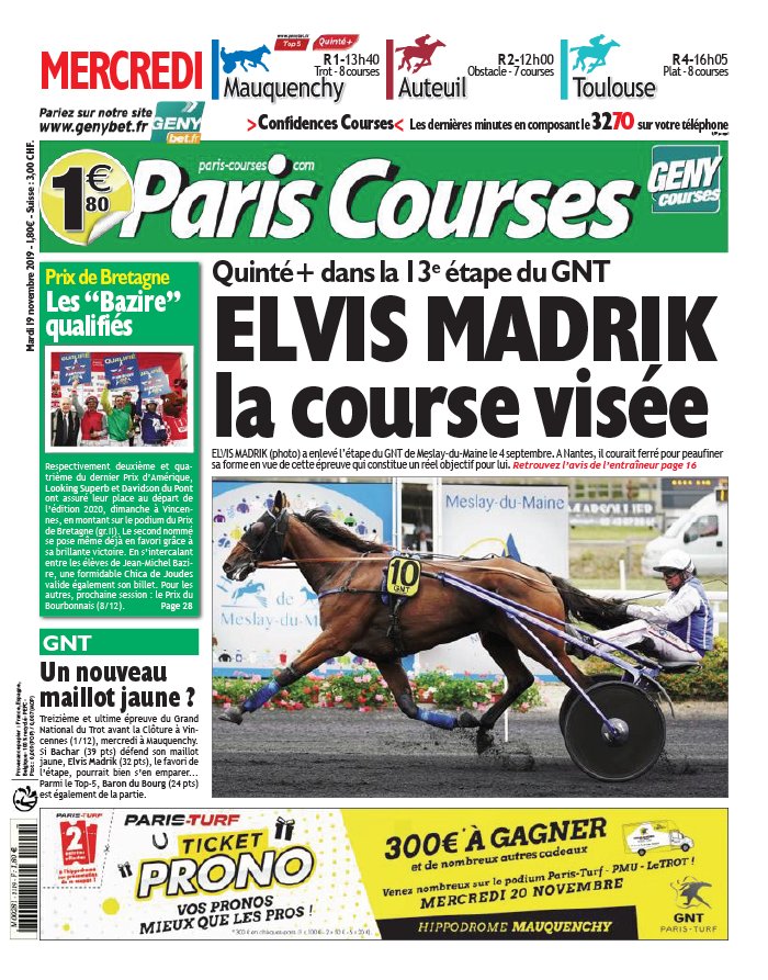 Paris Courses 19 novembre 2019 Abonnement Paris Courses Pas Cher avec le BOUQUET ePresse.fr