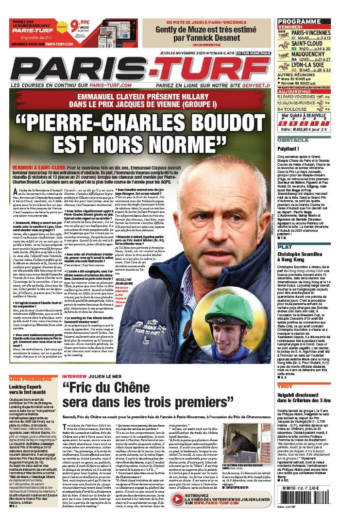 Paris Turf 26 novembre 2020 Abonnement Paris Turf