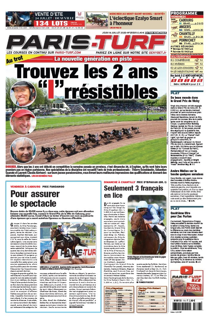 Paris Turf 16 juillet 2020 Abonnement Paris Turf
