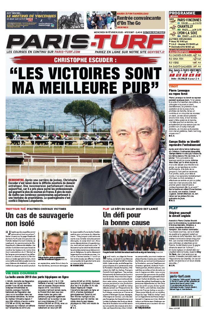 Paris Turf 19 février 2020 Abonnement Paris Turf
