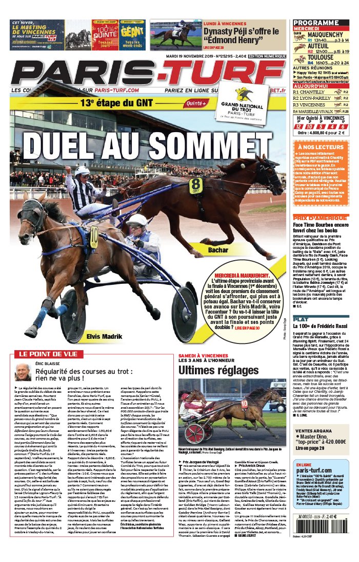 Paris Turf 19 novembre 2019 Abonnement Paris Turf Pas Cher avec le BOUQUET ePresse.fr