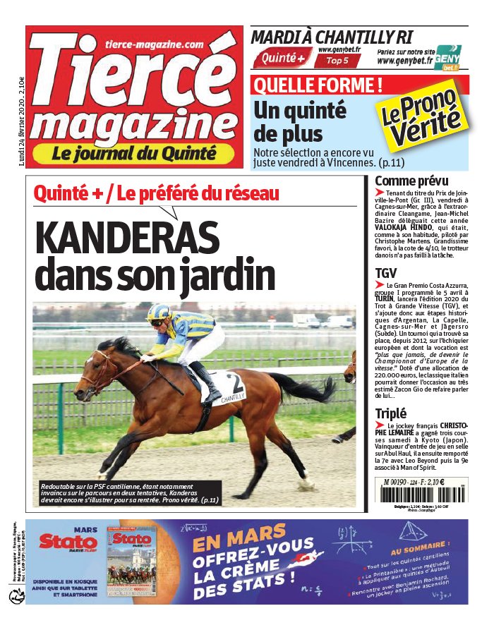 Tiercé Magazine 24 février 2020 Abonnement Tiercé Mag Pas Cher