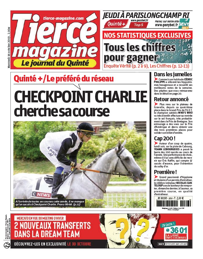 Tiercé Magazine 16 octobre 2019 Abonnement Tiercé Mag Pas Cher avec le BOUQUET ePresse.fr
