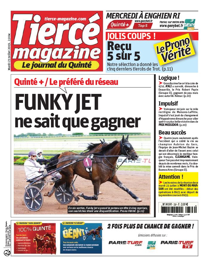 Tiercé Magazine 23 juillet 2019 Abonnement Tiercé Mag Pas Cher avec le BOUQUET ePresse.fr