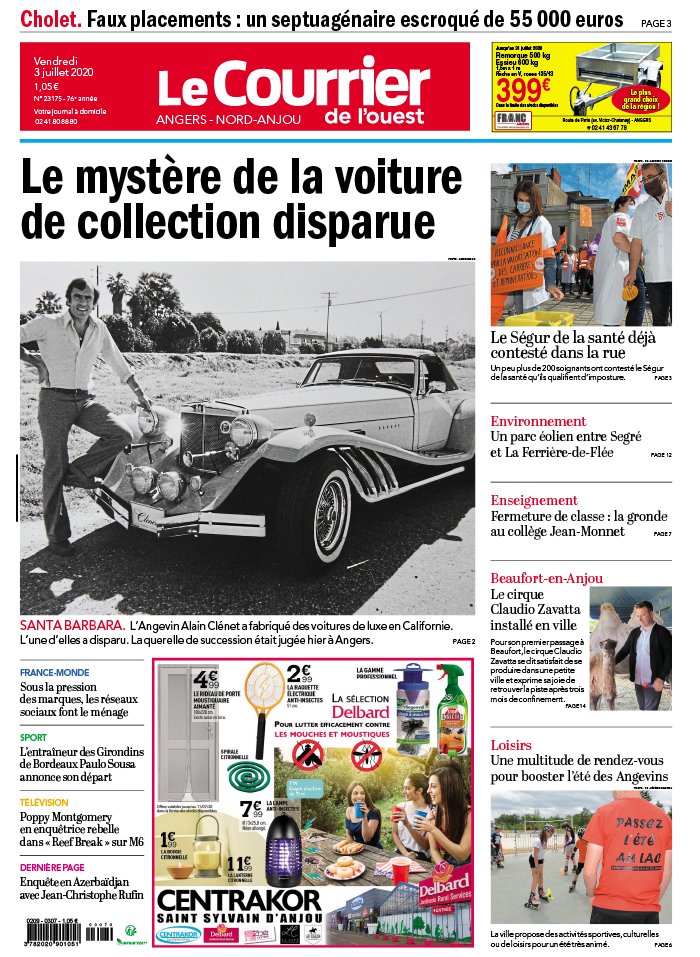 Le Courrier De L'Ouest N°20200703 Du 03 Juillet 2020 à Télécharger Sur IPad