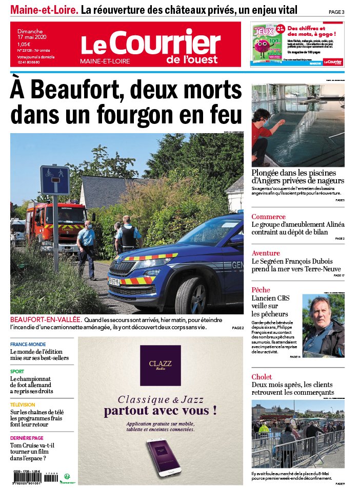 Le Courrier De L Ouest N 20200517 Du 17 Mai 2020 A Telecharger Sur Ipad