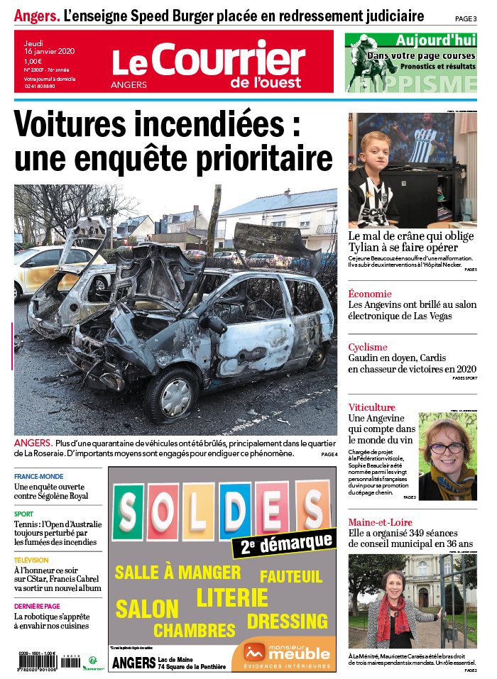 Le Courrier de L'Ouest N°20200116 du 16 janvier 2020 à télécharger sur iPad
