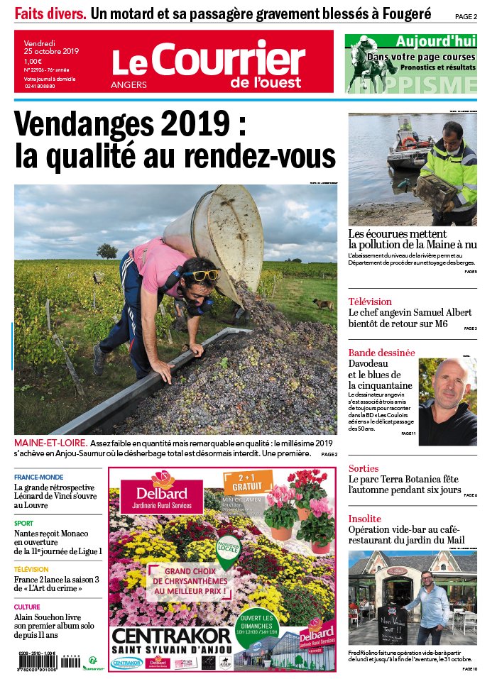 Le Courrier De L'Ouest N°20191025 Du 25 Octobre 2019 à Télécharger Sur IPad