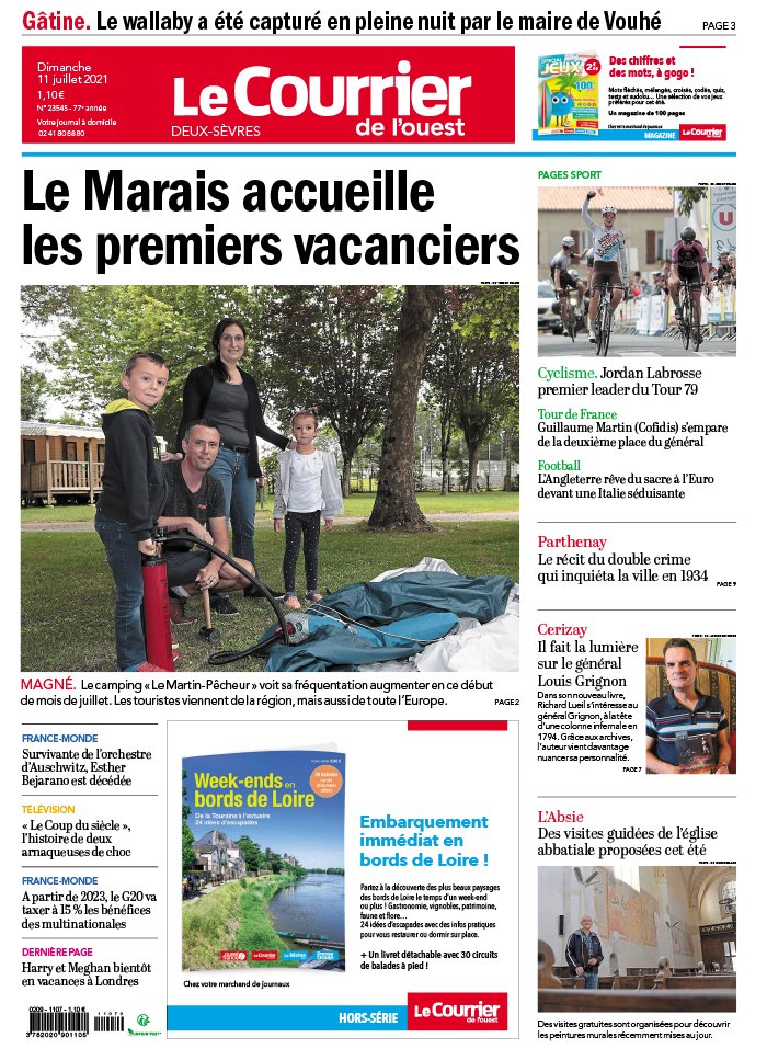 Le Courrier De L'Ouest N°20210711 Du 11 Juillet 2021 à Télécharger Sur IPad