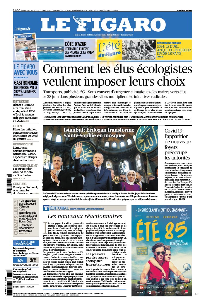 Le Figaro 11 juillet 2020 Abonnement Le Figaro avec ePresse.fr