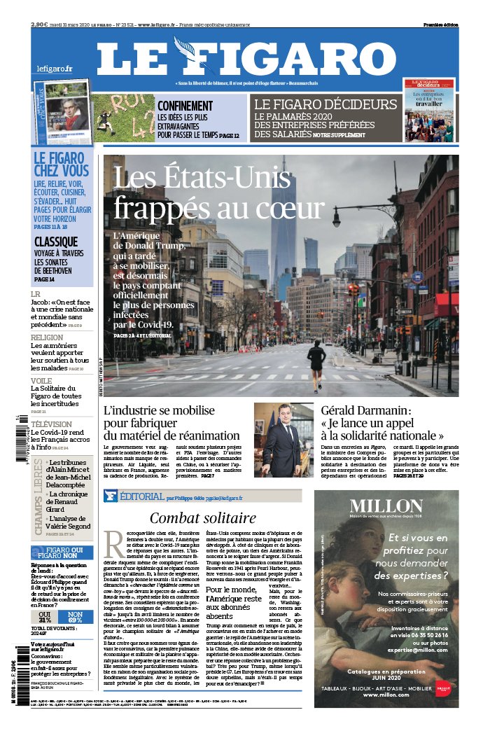 Le Figaro 31 mars 2020 Abonnement Le Figaro avec ePresse.fr