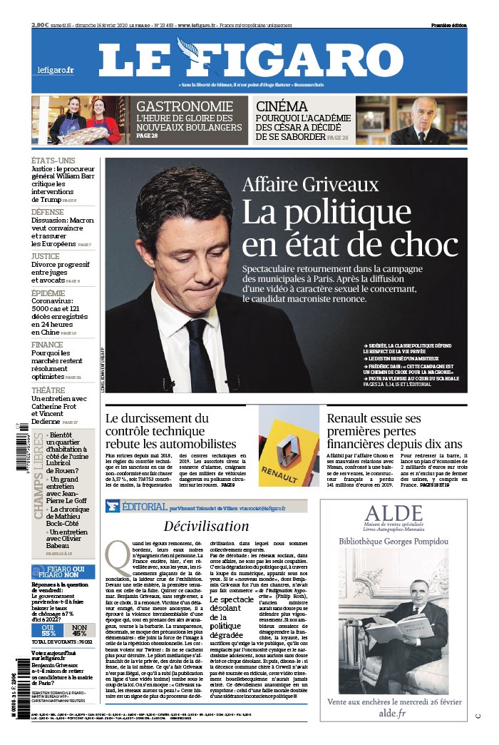Le Figaro 15 février 2020 Le Figaro N°23483 du 15 février 2020 à télécharger sur iPad