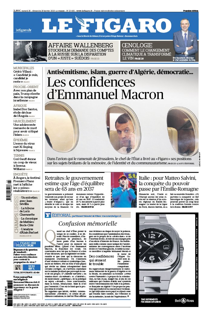 Le Figaro 25 janvier 2020 Abonnement Le Figaro avec ePresse.fr