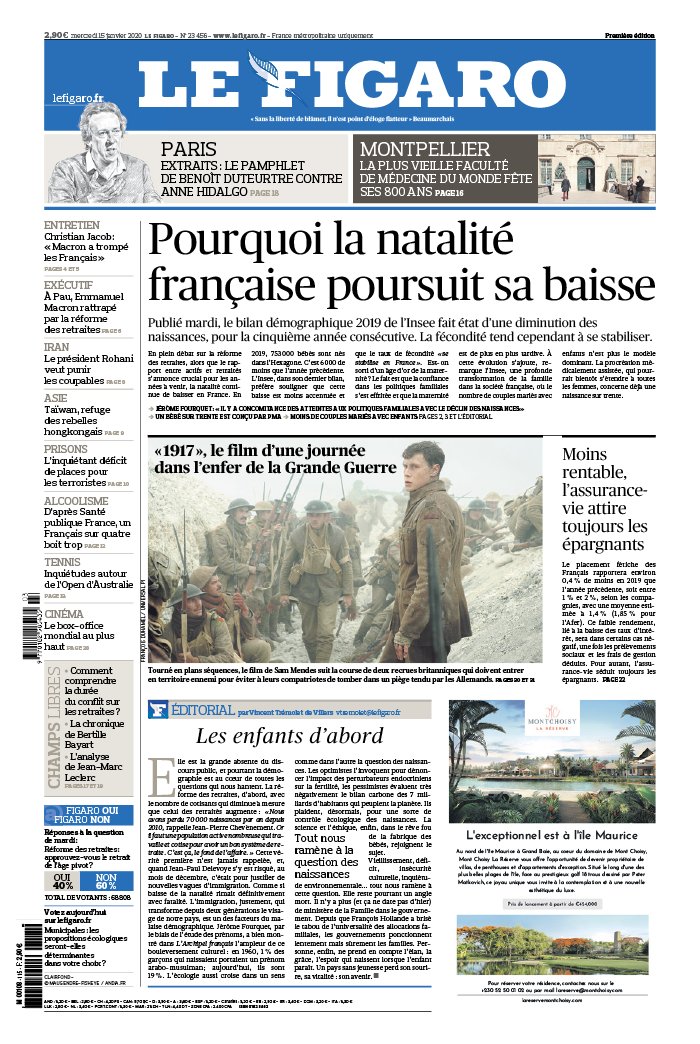 Le Figaro 15 janvier 2020 Le Figaro N°23456 du 15 janvier 2020 à télécharger sur iPad