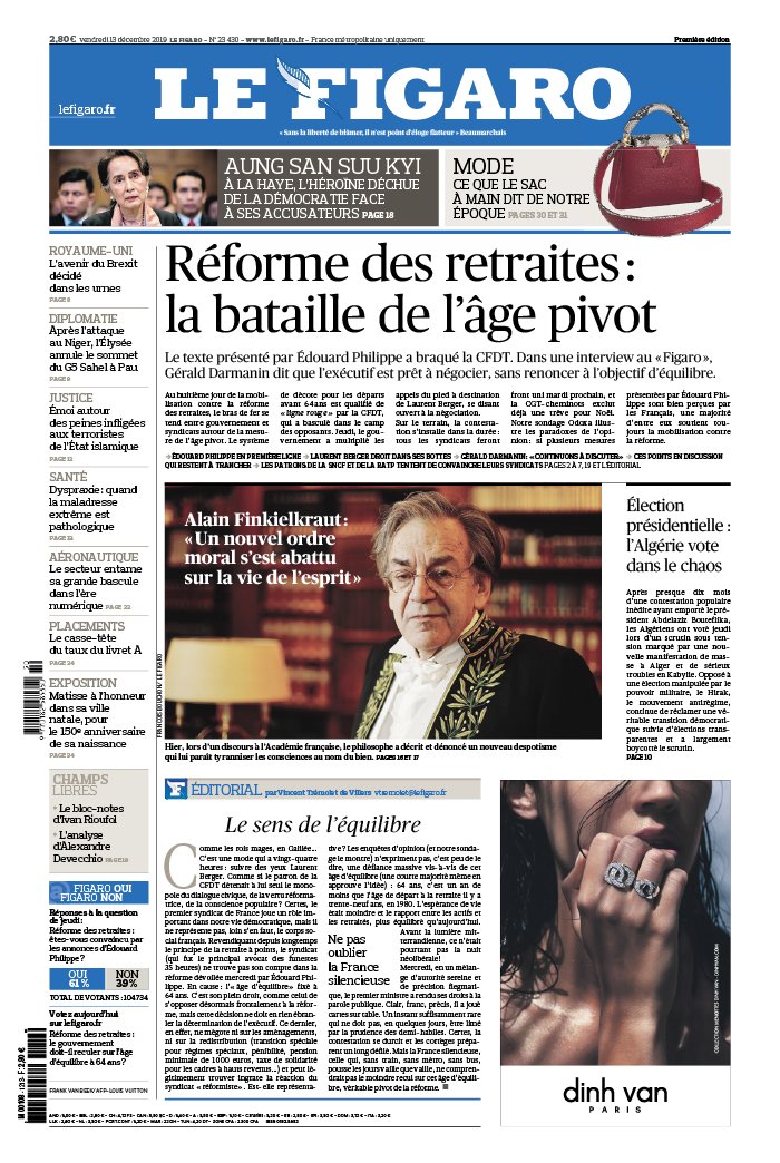 Le Figaro 13 décembre 2019 Abonnement Le Figaro avec ePresse.fr