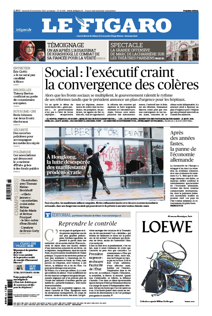 Le Figaro 15 novembre 2019 Abonnement Le Figaro avec ePresse.fr