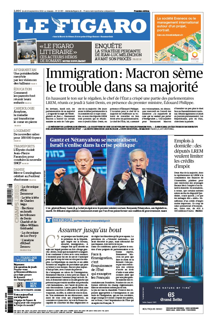 Le Figaro 19 septembre 2019 Abonnement Le Figaro avec ePresse.fr