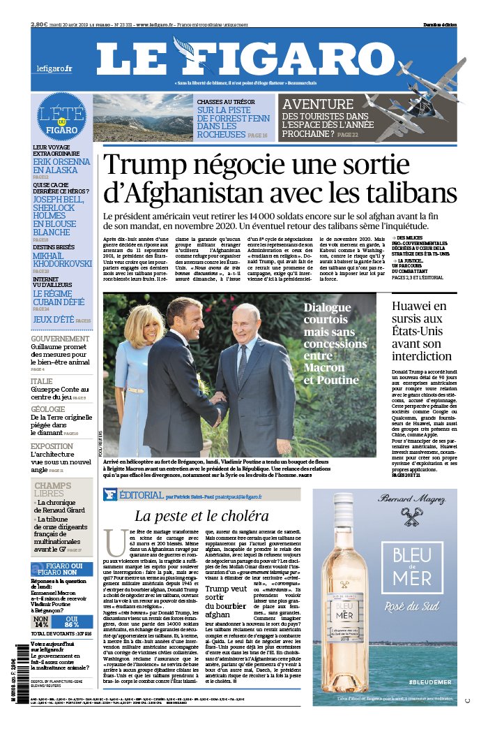 Le Figaro 20 août 2019 Abonnement Le Figaro avec ePresse.fr