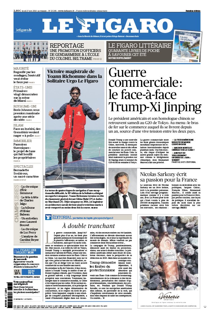 Le Figaro 27 juin 2019 Le Figaro N°23286 du 27 juin 2019 à télécharger sur iPad