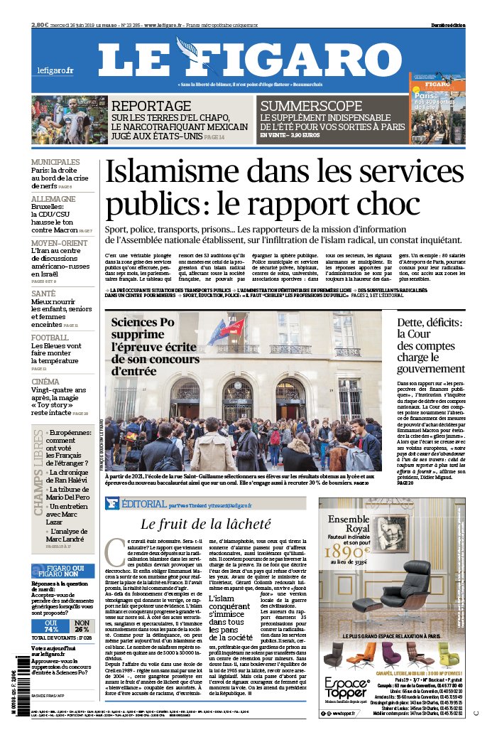 Le Figaro 26 juin 2019 Le Figaro N°23285 du 26 juin 2019 à télécharger sur iPad