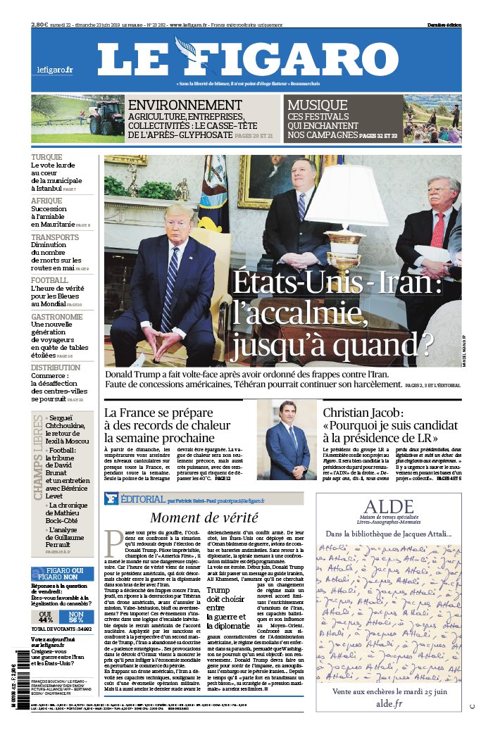 Le Figaro 22 juin 2019 Le Figaro N°23282 du 22 juin 2019 à télécharger sur iPad