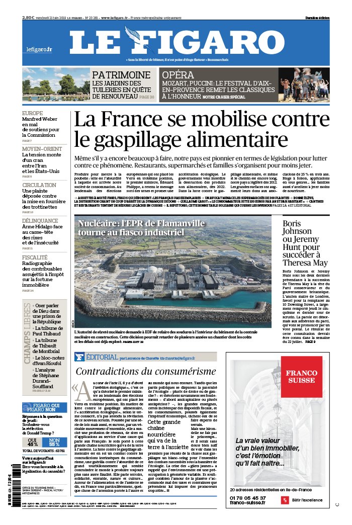 Le Figaro 21 juin 2019 Le Figaro N°23281 du 21 juin 2019 à télécharger sur iPad