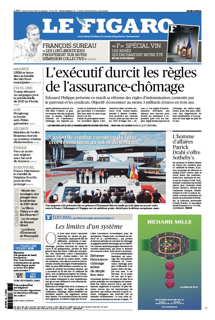 Le Figaro 18 juin 2019 Le Figaro N°23278 du 18 juin 2019 à télécharger sur iPad