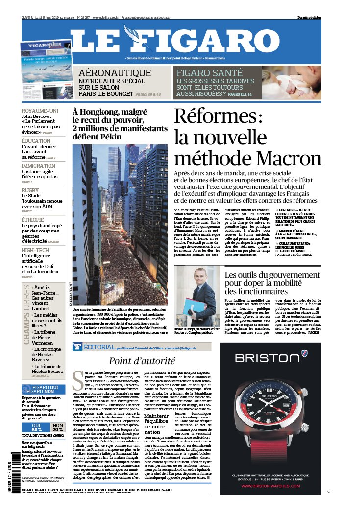 Le Figaro 17 juin 2019 Le Figaro N°23277 du 17 juin 2019 à télécharger sur iPad