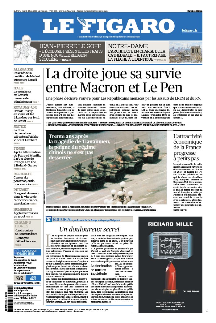 Le Figaro 04 juin 2019 Le Figaro N°23266 du 04 juin 2019 à télécharger sur iPad
