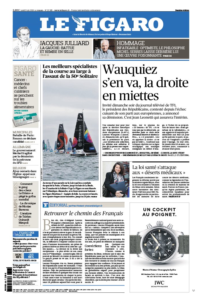 Le Figaro 03 juin 2019 Le Figaro N°23265 du 03 juin 2019 à télécharger sur iPad