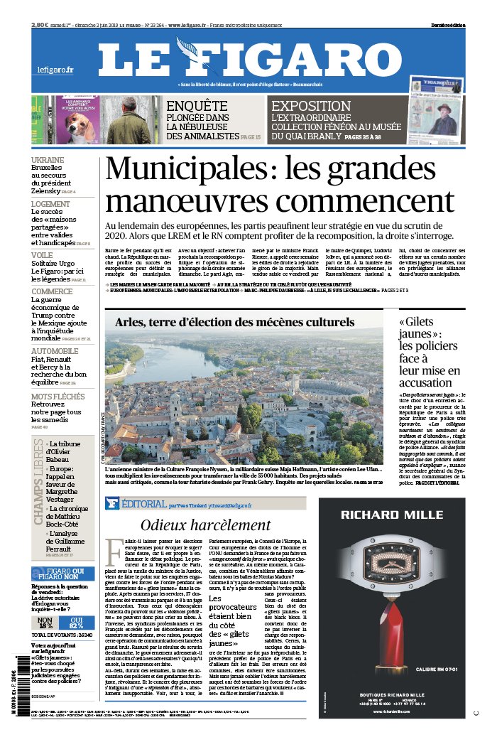 Le Figaro 01 juin 2019 Le Figaro N°23264 du 01 juin 2019 à télécharger sur iPad