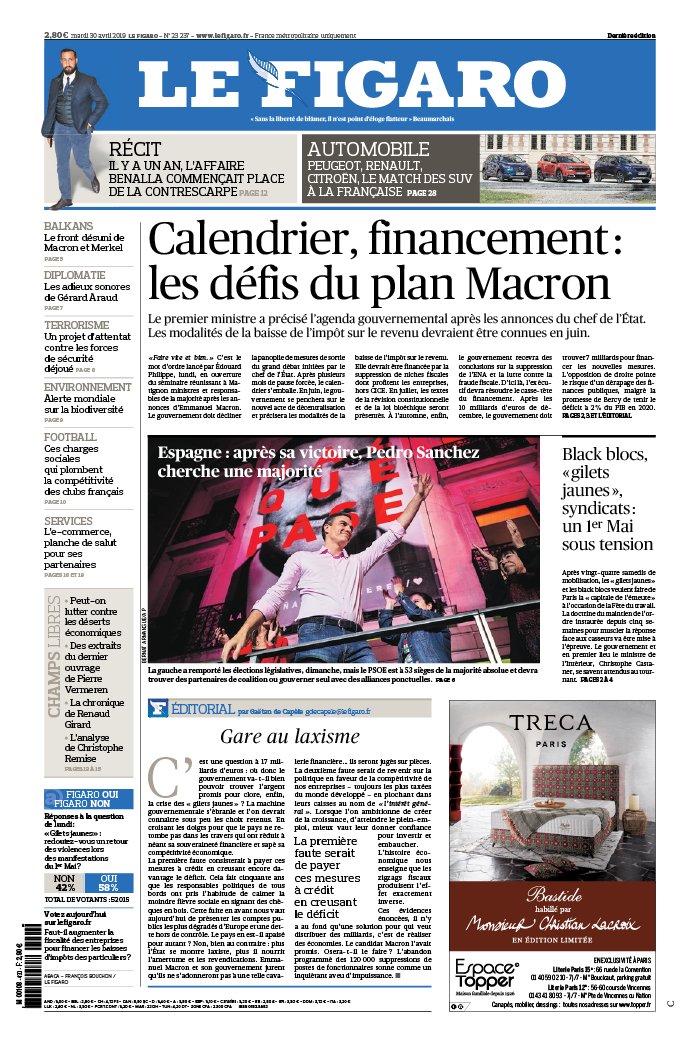 Le Figaro 30 avril 2019 Le Figaro N°23237 du 30 avril 2019 à télécharger sur iPad