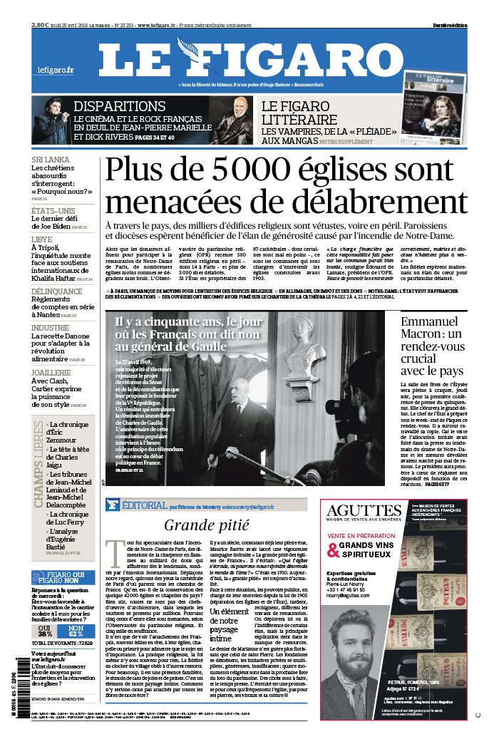 Le Figaro 25 avril 2019 Le Figaro N°23233 du 25 avril 2019 à télécharger sur iPad